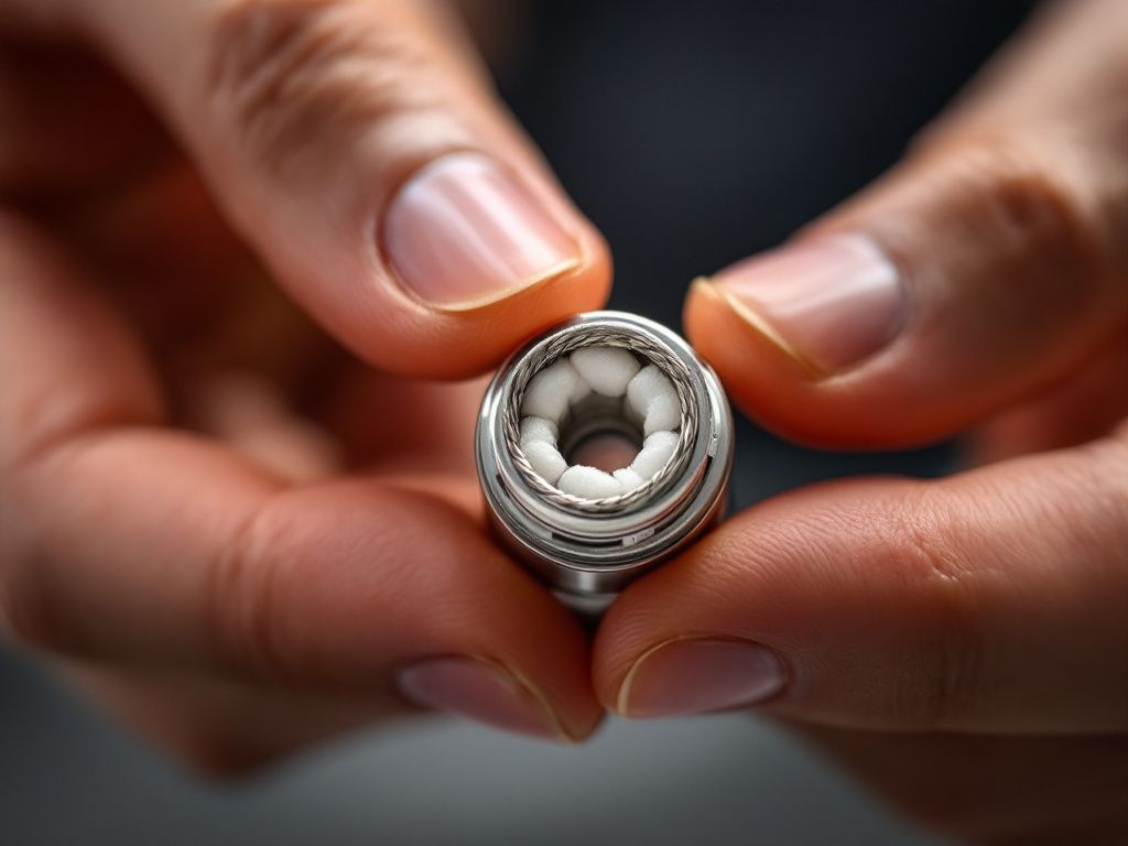 Close-up view of vape coil components