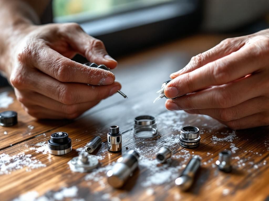 Disassembled vape pen showing components