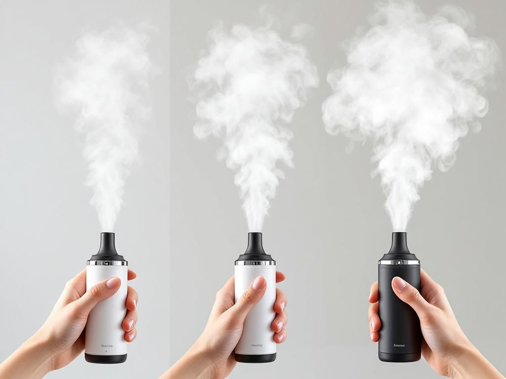 Three temperature ranges showing vapor density differences