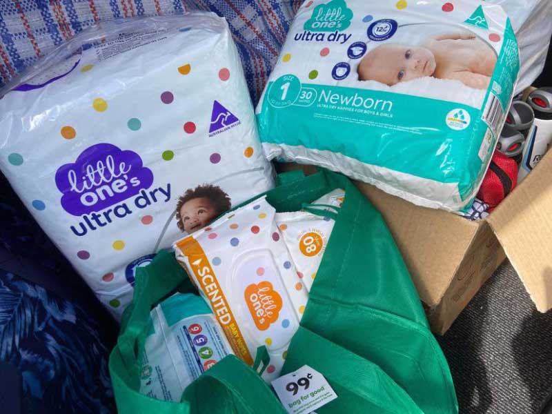 Disposable nappies and wipes for toddlers and newborns.