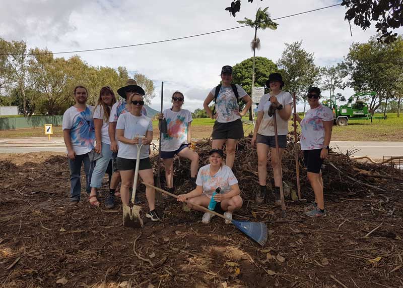 Superhero volunteers from Petit ELJ Murwillumbah help clean up after floods.