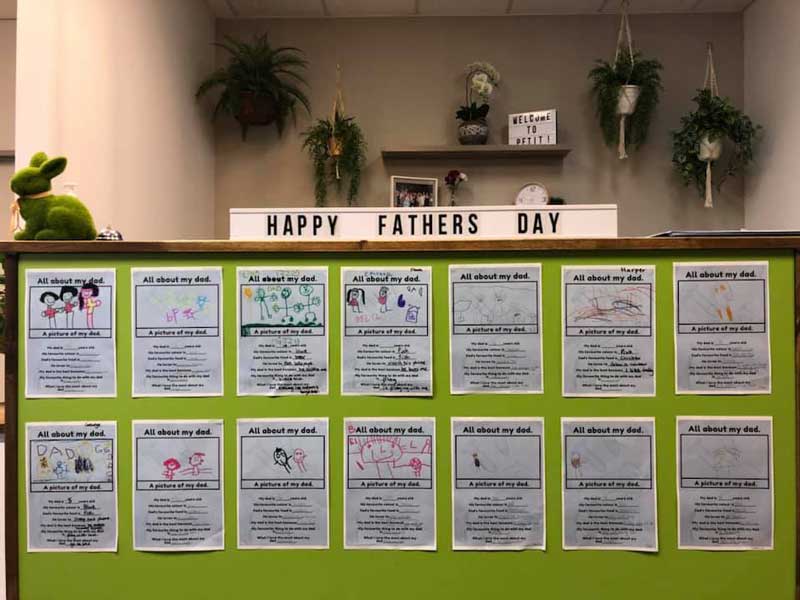 Happy Father's Day Activities on display at Petit Early Learning Journey reception