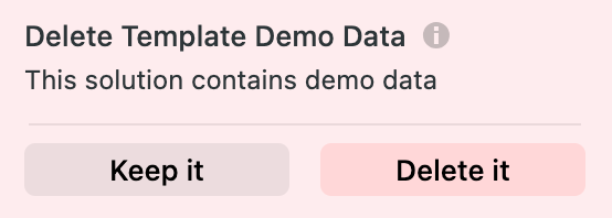 Deleting template demo data can be found at the bottom of the Solution menu.