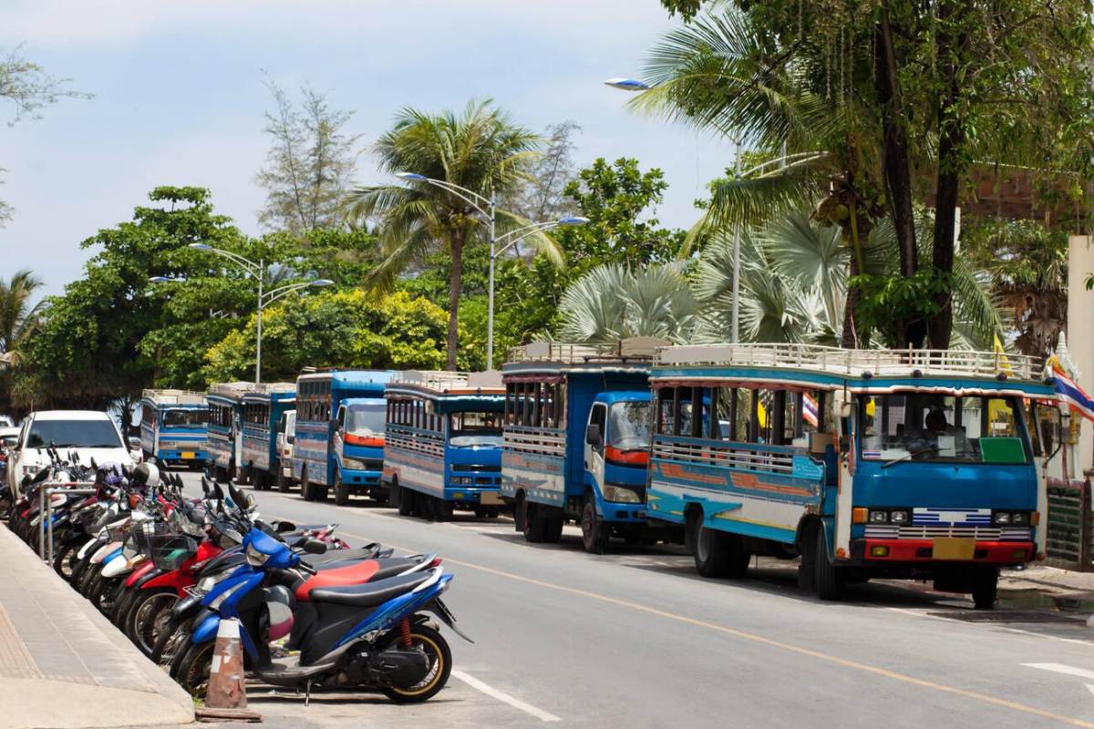 phuket blue bus parked in patong