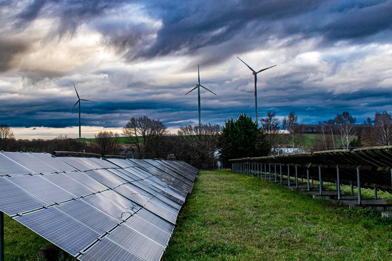 wind turbines and solar panels