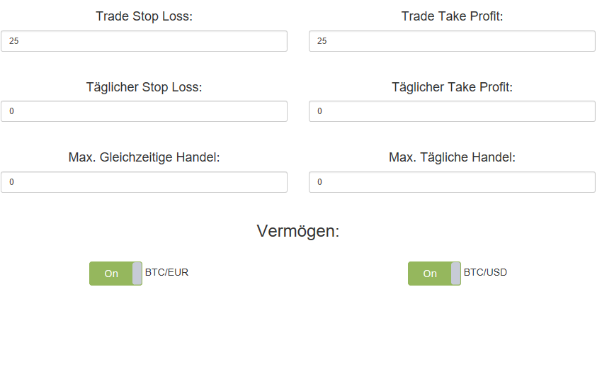 Autopilot Einstellungen BitcoinTradeRobot