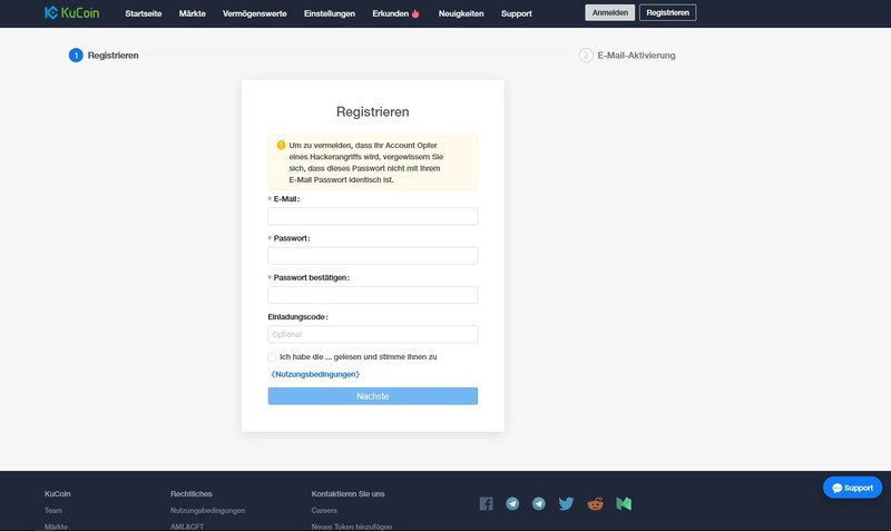 KuCoin Registrieren
