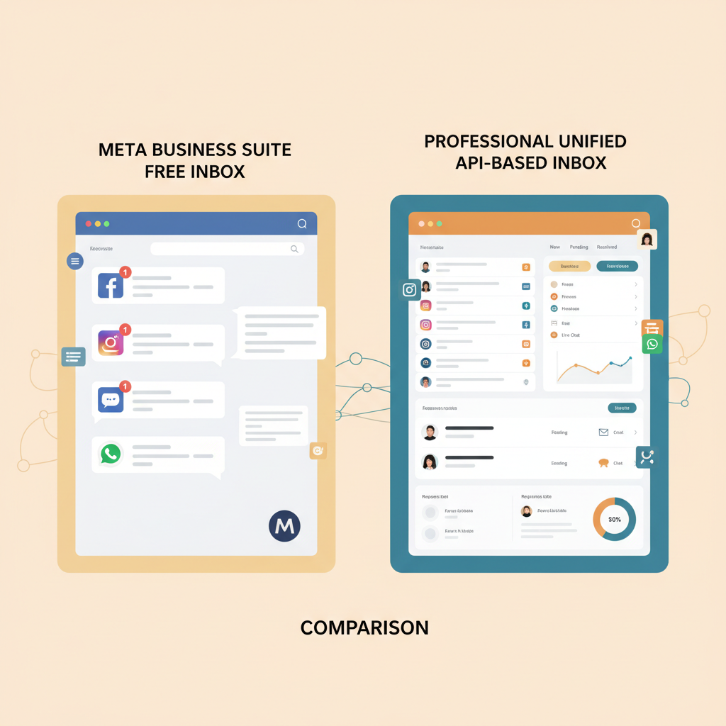 Comparación entre la bandeja de entrada gratuita de Meta Business Suite y los paneles de bandeja de entrada unificada profesionales basados en API
