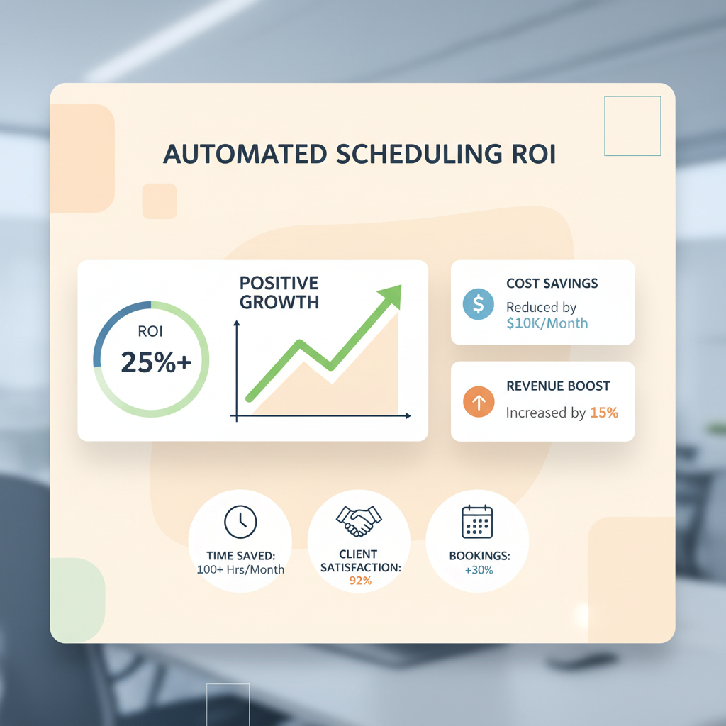 A dashboard showing financial metrics and positive ROI from automated front desk scheduling