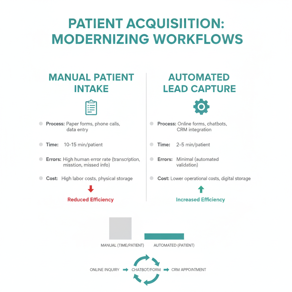 Comparison of manual patient intake versus automated lead capture workflows