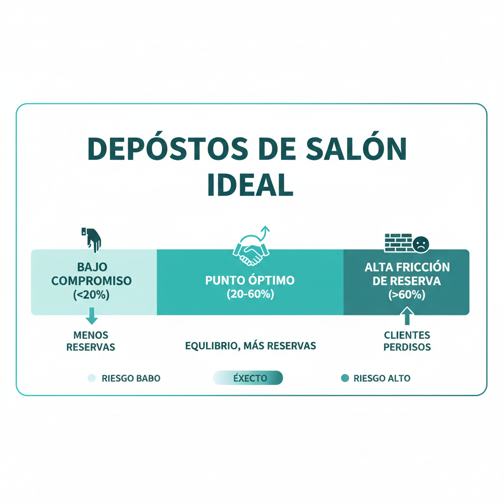 Un gráfico visual que muestra el punto ideal para los depósitos de los salones, comparando el bajo compromiso de los depósitos inferiores al 20% con la alta fricción de reserva de los depósitos superiores al 60%.