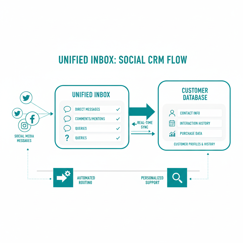 How a unified inbox routes social media messages and syncs with customer databases
