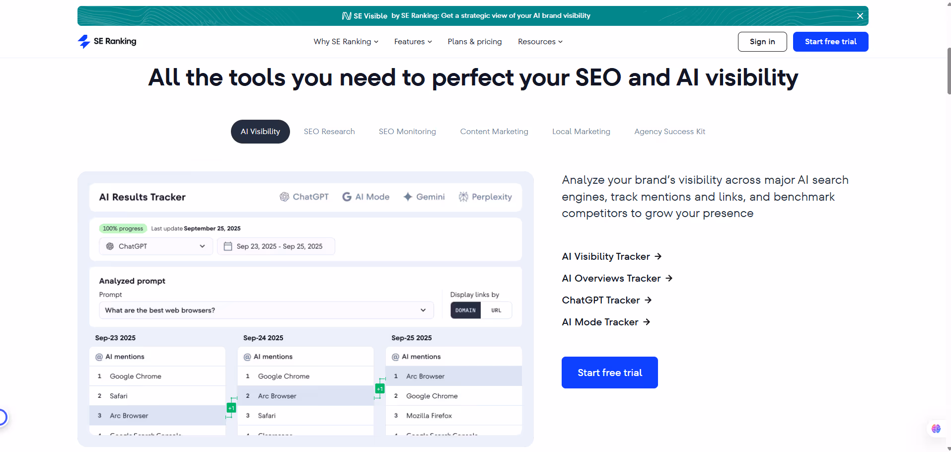 SE Ranking product screenshot