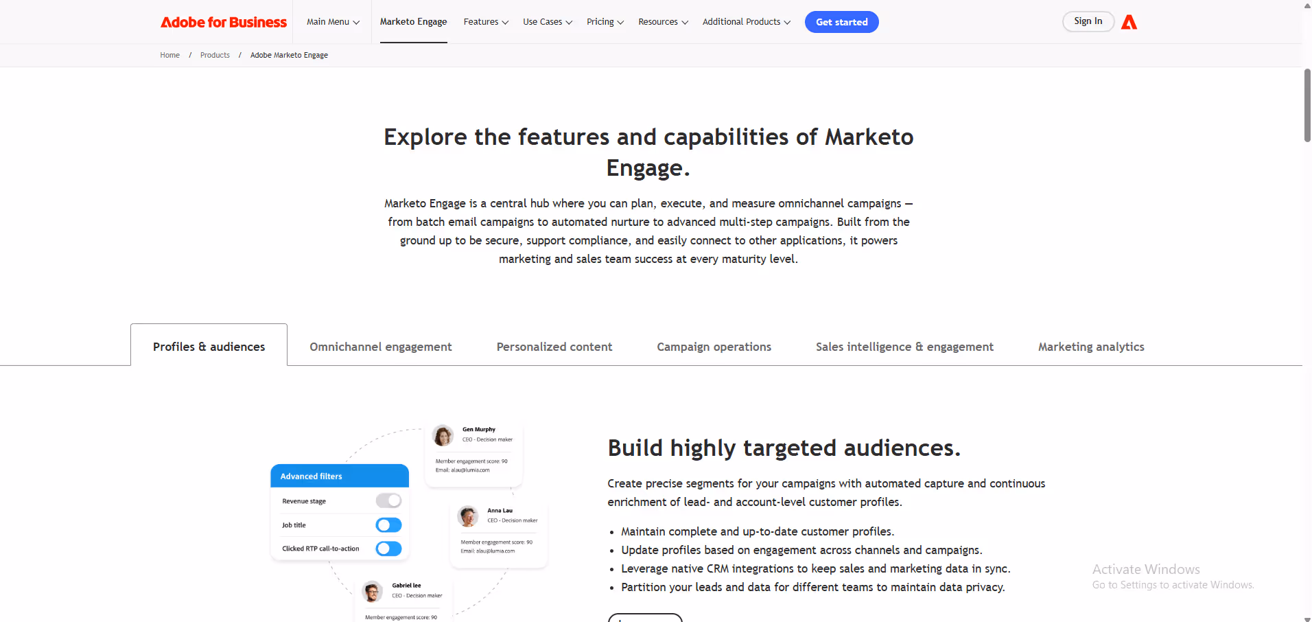Marketo (Adobe) product screenshot