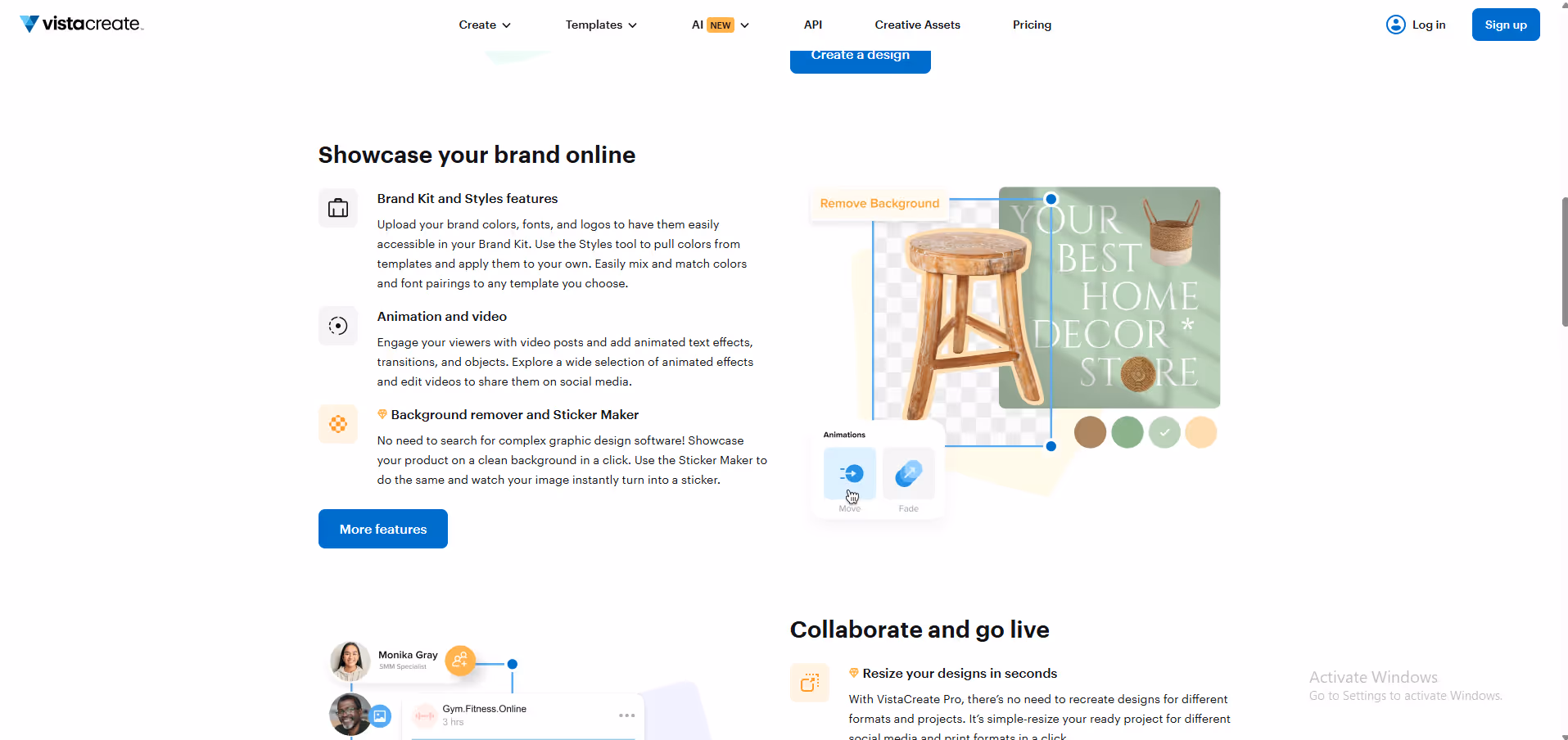 VistaCreate product screenshot