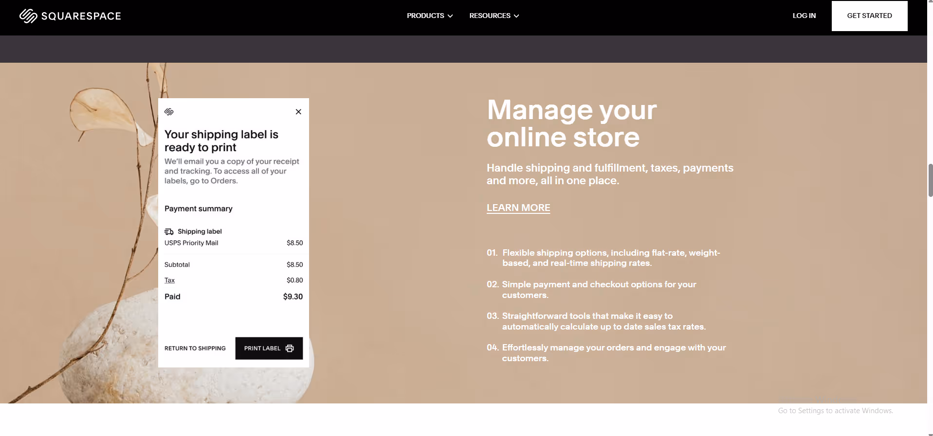 Squarespace Commerce product screenshot