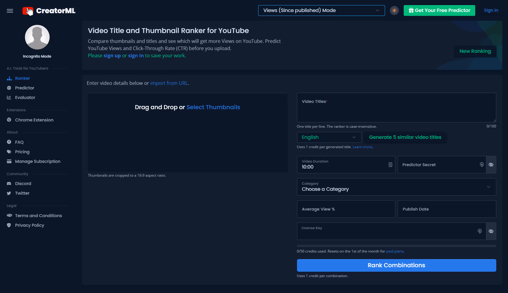 CreatorML product screenshot