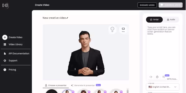 D-ID Studio product screenshot