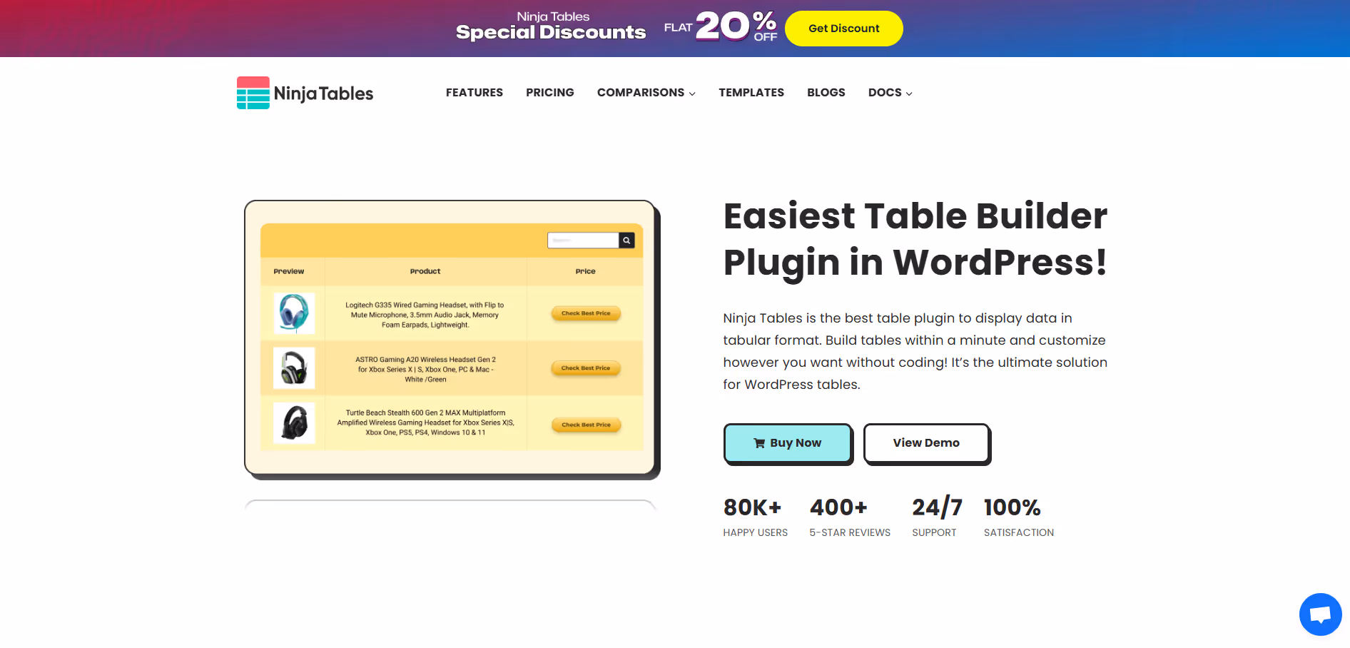 Ninja Tables product screenshot