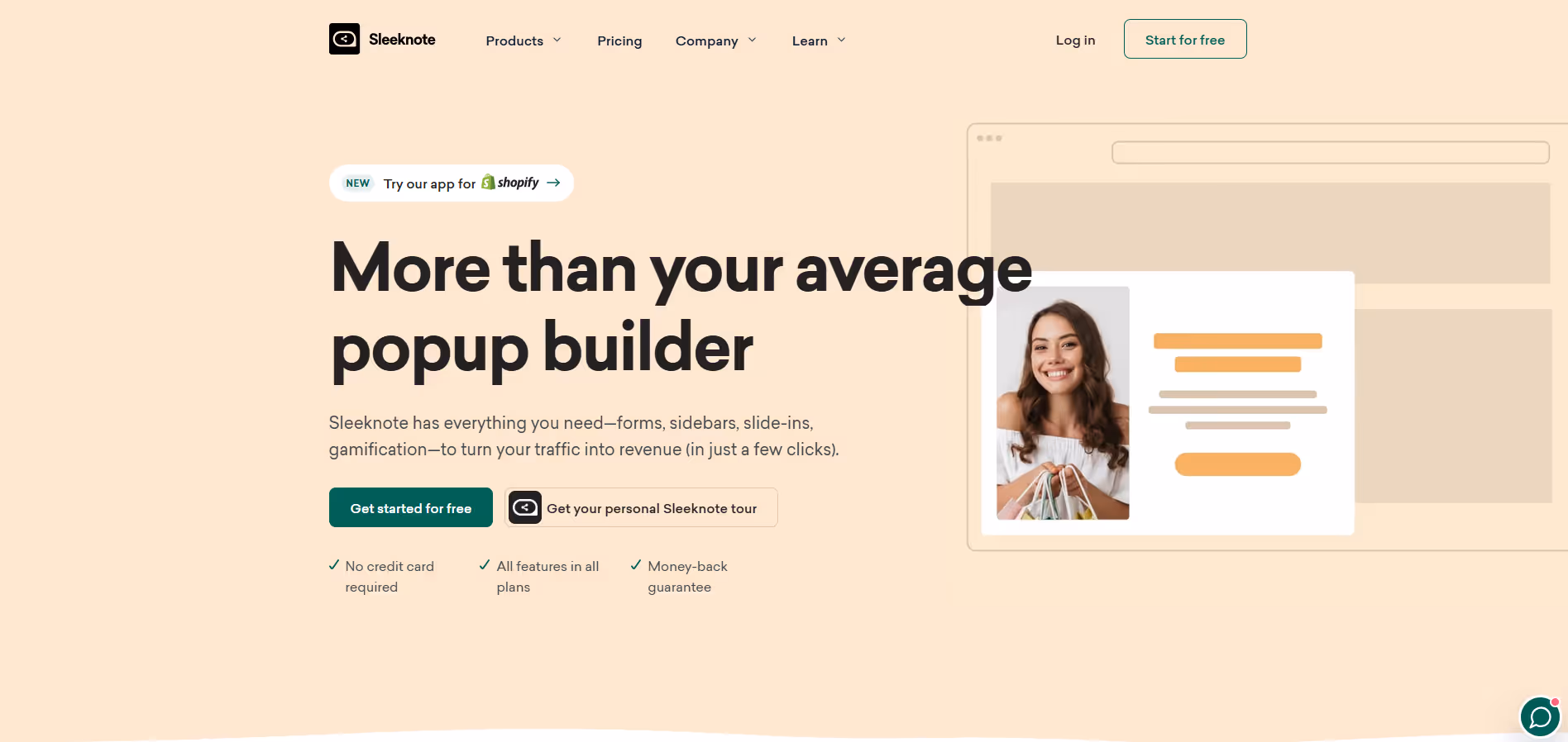 Sleeknote product screenshot