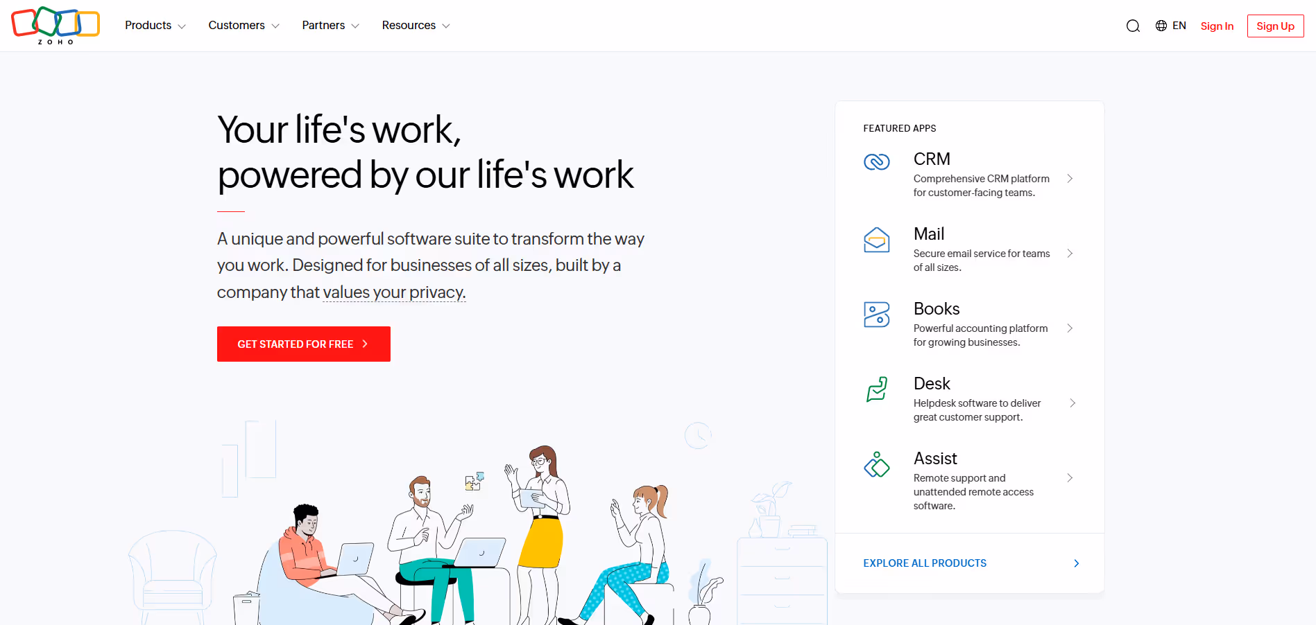 Zoho CRM product screenshot