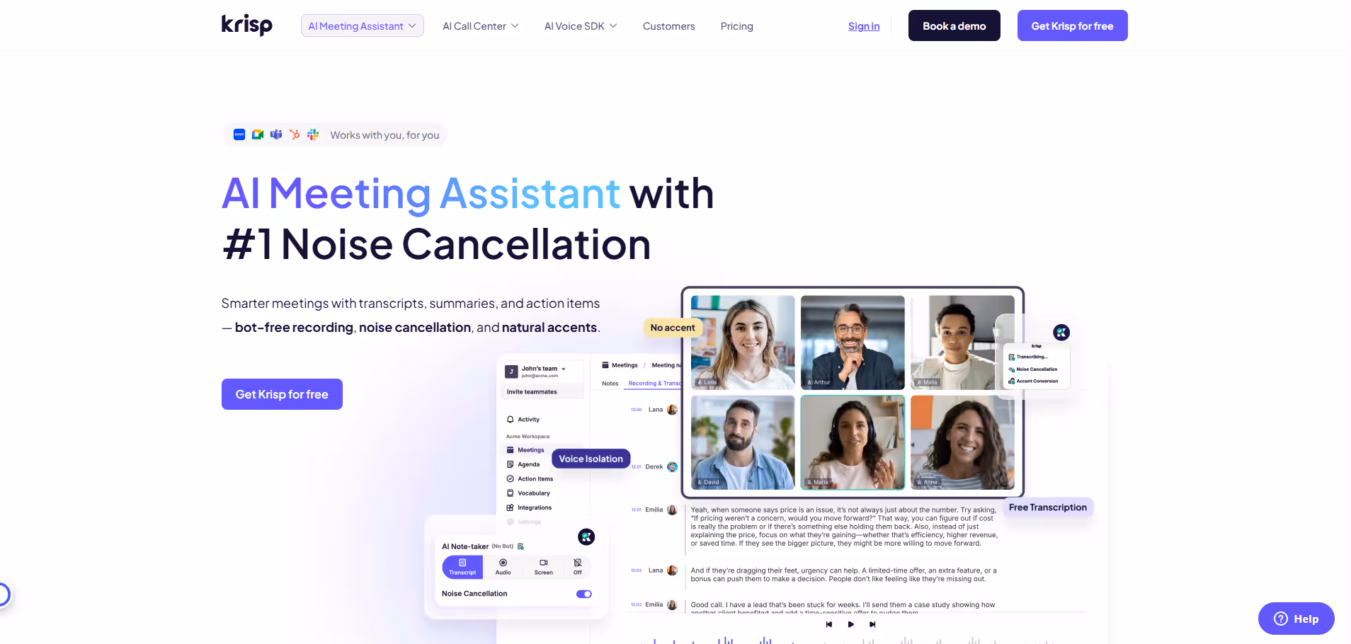Krisp.ai product screenshot