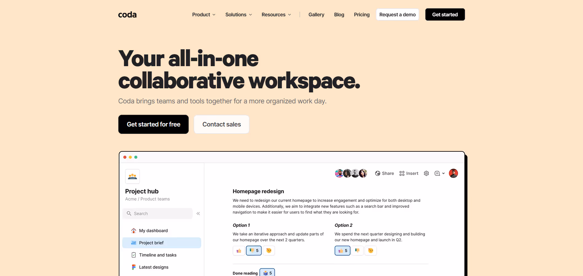 Coda product screenshot