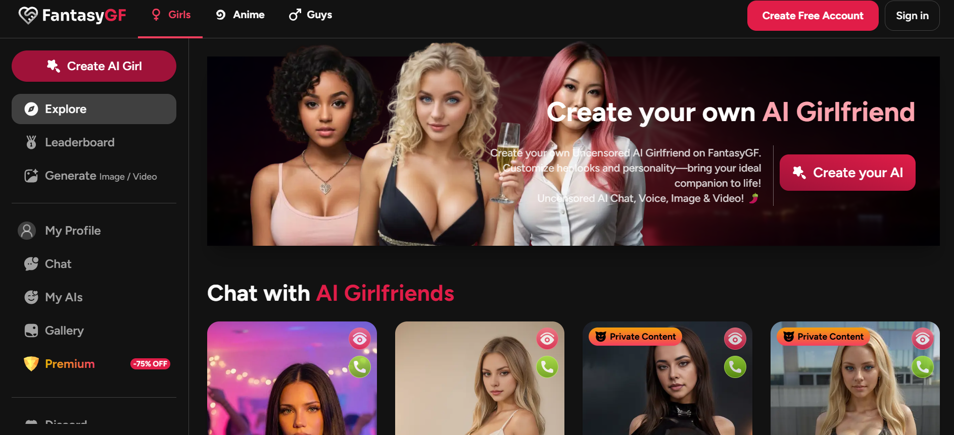 FantasyGF product screenshot