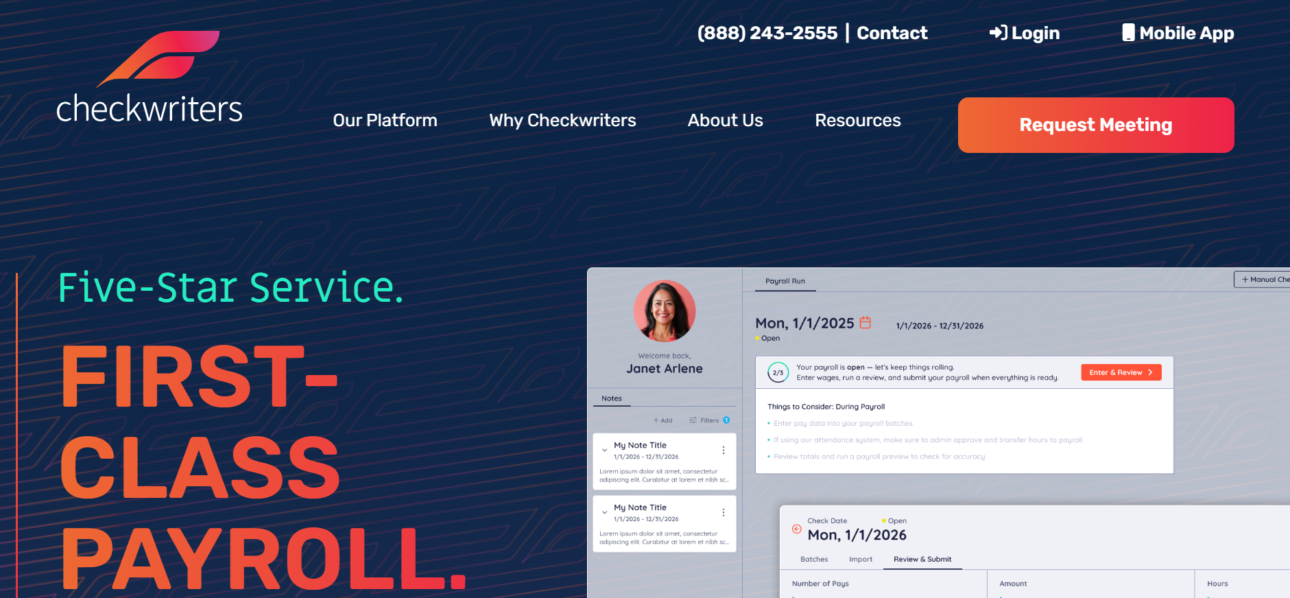 Checkwriters product screenshot