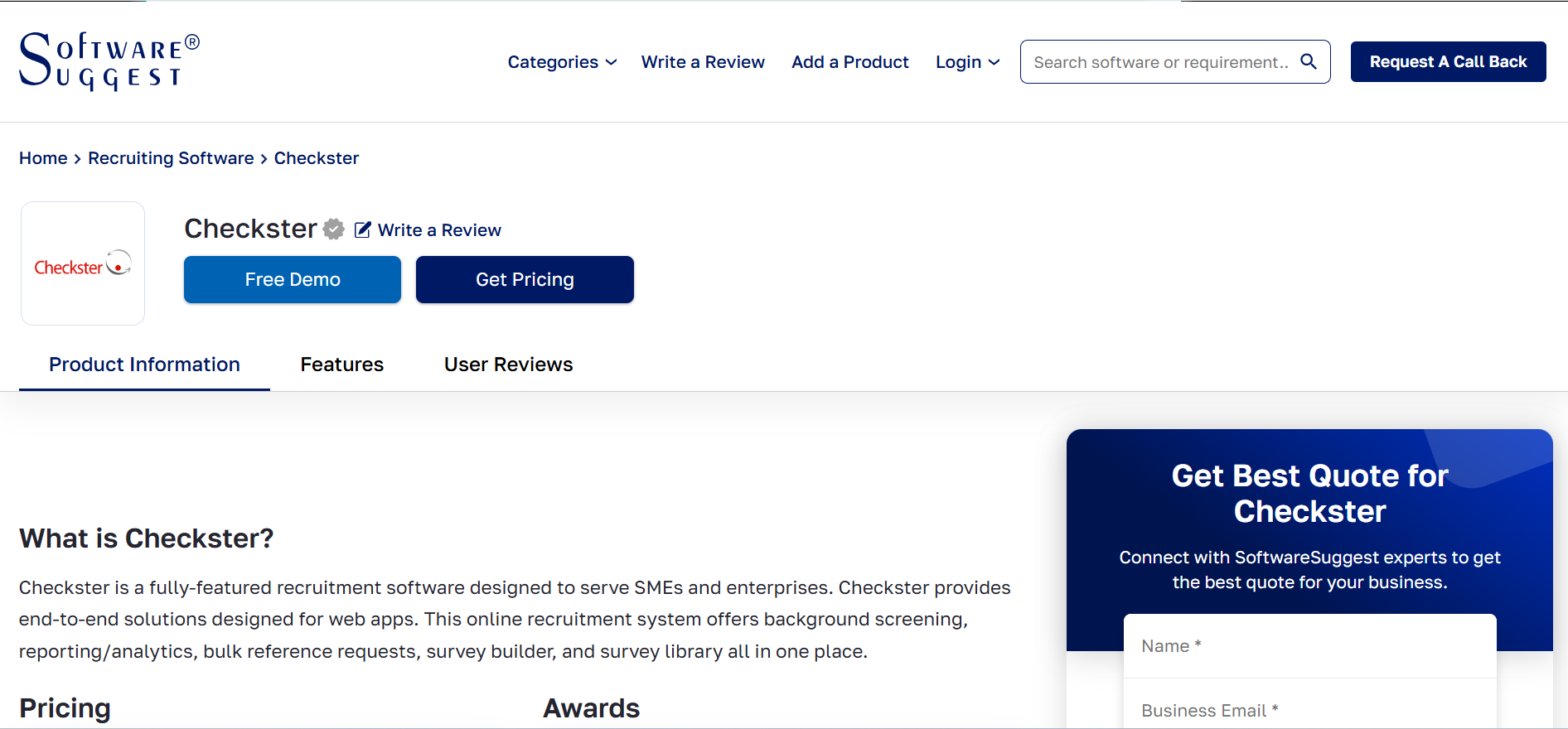 Checkster product screenshot