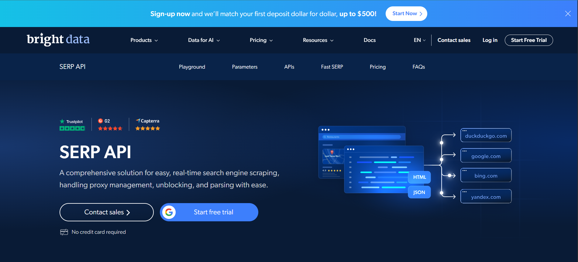 Bright Data SERP API product screenshot