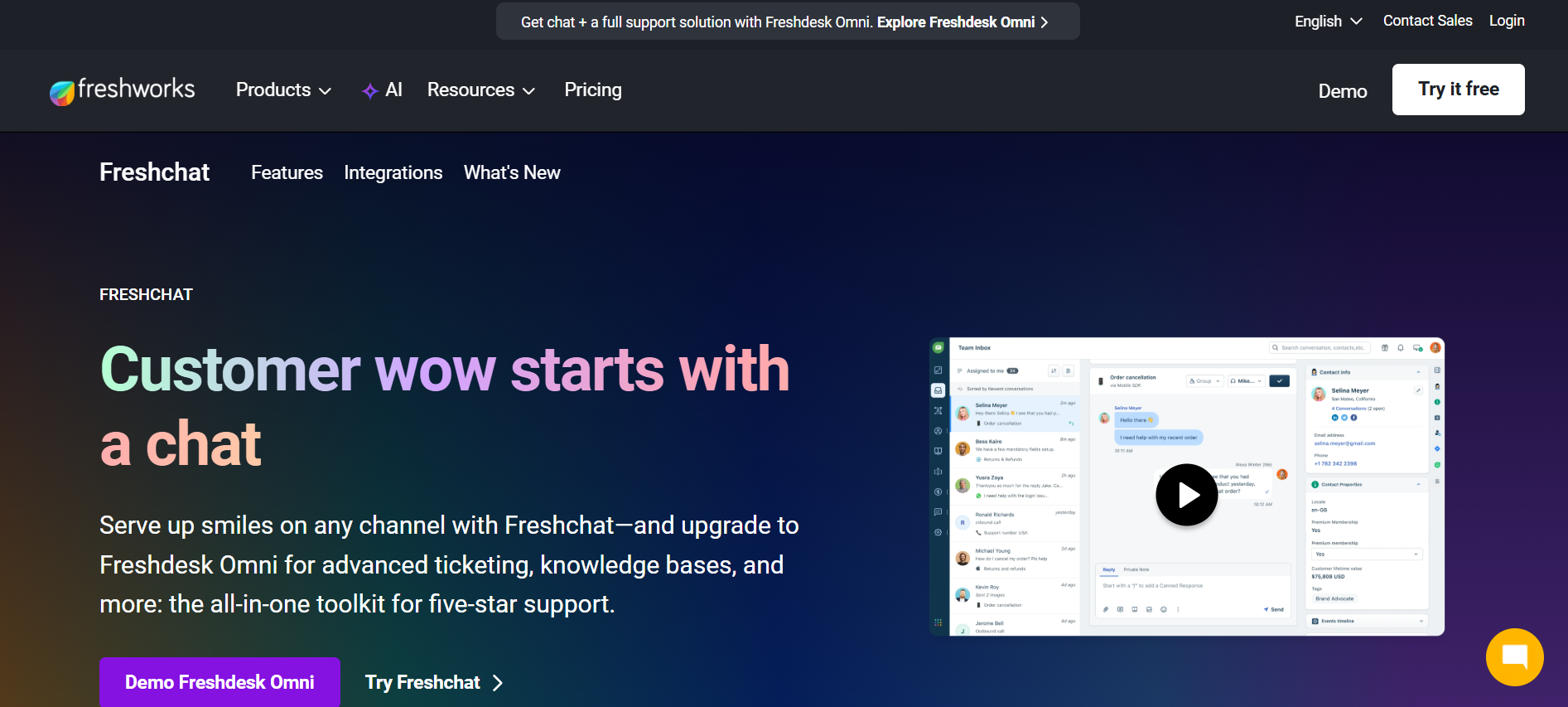 Freshchat product screenshot
