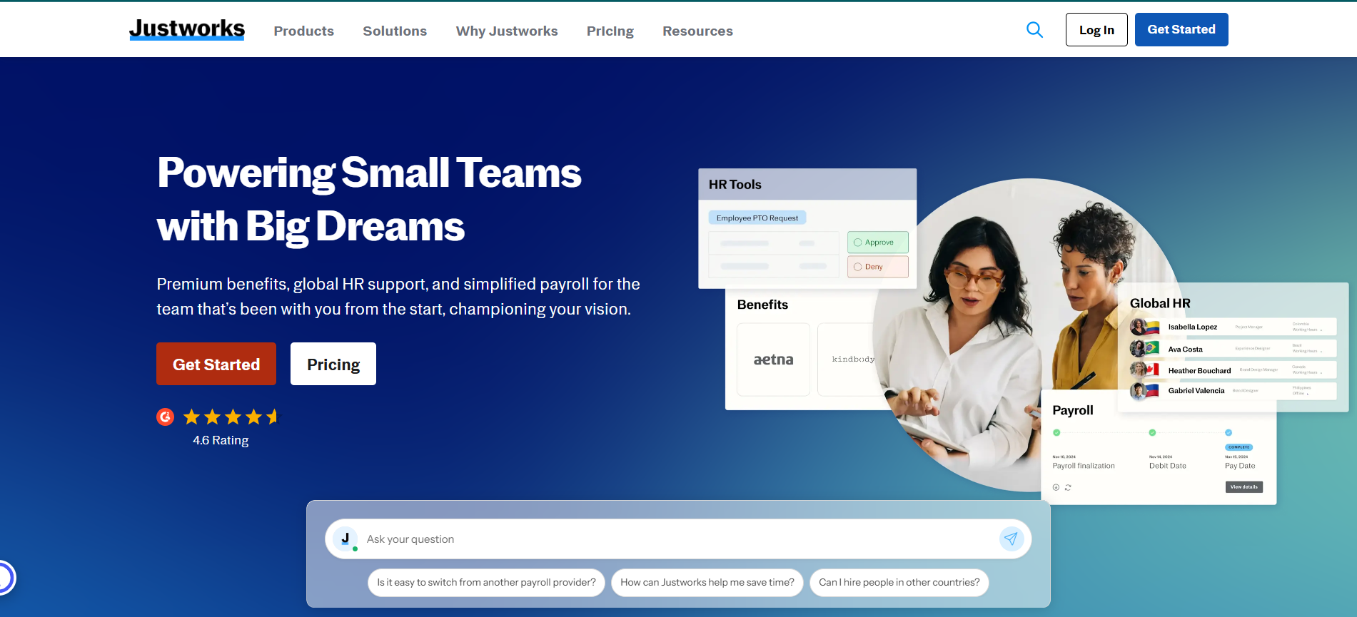 Justworks product screenshot