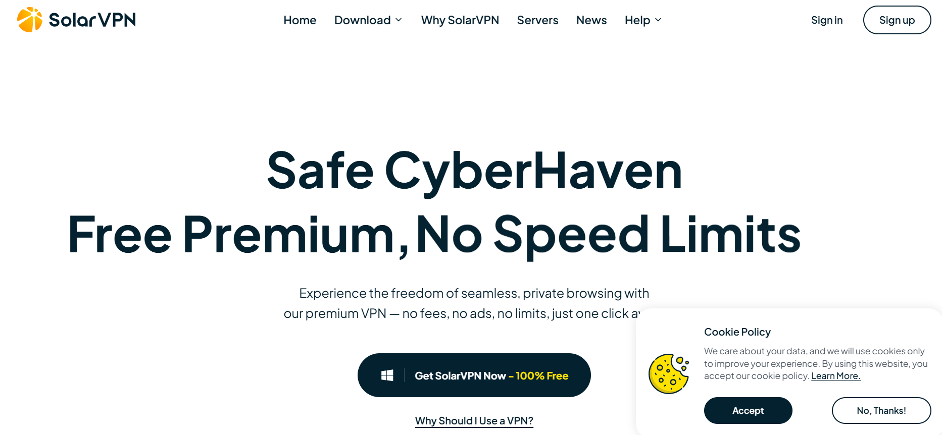 solar vpn product screenshot