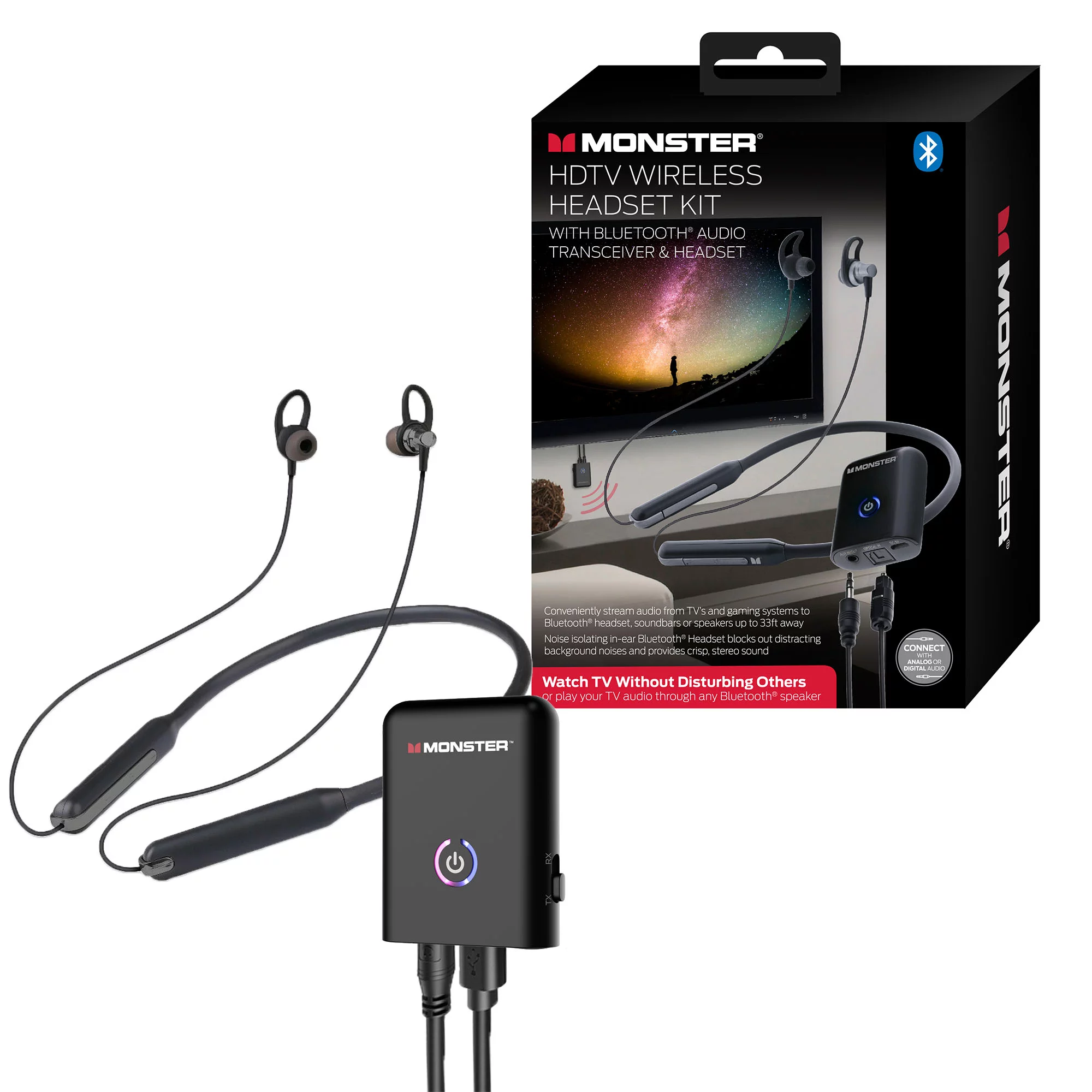 Wireless in Ear Headphone Kit with Bluetooth Transmitter and Headset