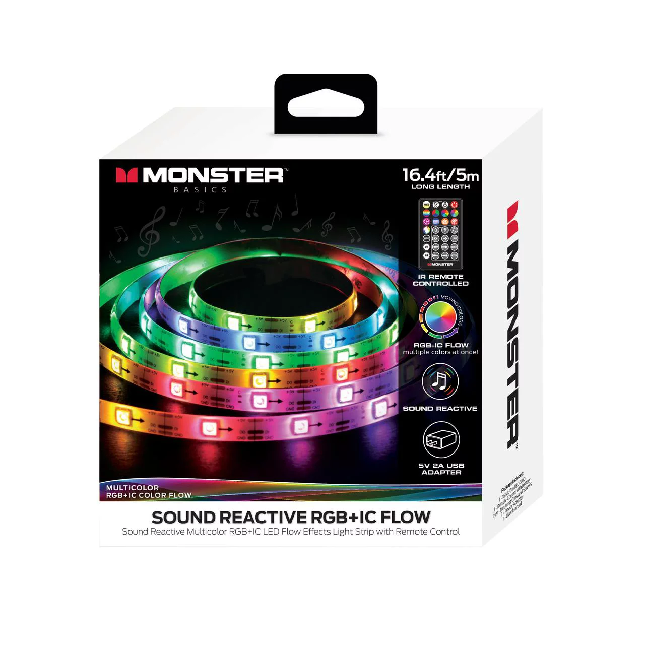 LED 16.4ft Sound Reactive  Multi-Color Flow Effect Light Strip