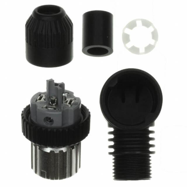 Omron XS2CD4S2 Field assembly connector, M12 right-angle socket (female), 4-poles, A coded, screw connection, for cable diameters 5-6 mm