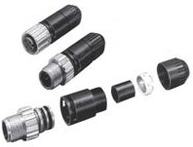 Omron XS2GD4S2 Field assembly connector, M12 right-angle plug (male), 4-poles, A coded, screw connection, for cable diameters 5-6 mm