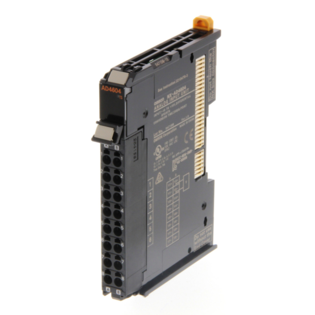 Omron NXAD4604 8 Analog Inputs, -10 to +10 V differential, resolution 1:8000, 250 µs/ch, screwless push-in connector, 12 mm wide