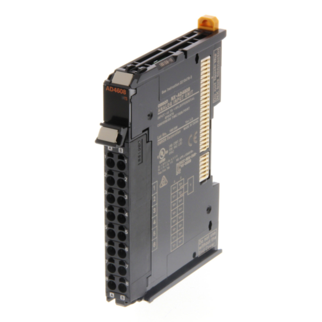 Omron NXAD4608 8 Analog Inputs, -10 to +10 V differential, resolution 1:30000, 10 µs/ch, screwless push-in connector, 12 mm wide