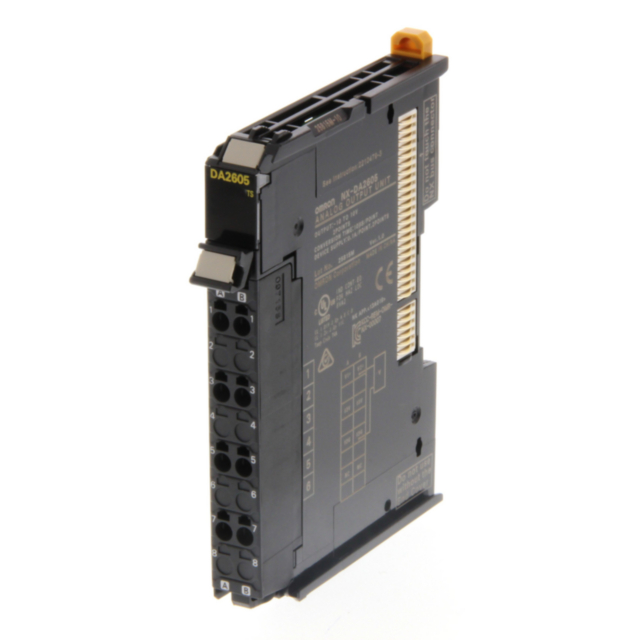 Omron NXDA2605 2 Analog Outputs, -10 to 10 V, resolution 1:30000, 10 µs/ch, screwless push-in connector, 12 mm wide