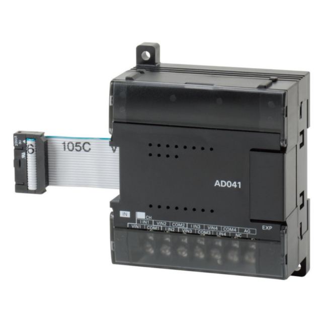 Omron CP1WAD041 I/O expansion unit, 4 x analog inputs 1 to 5 V, 0 to 5 V, 0 to 10 V, -10 to 10 V, 0 to 20 mA, 4 to 20 mA, resolution 1:6000