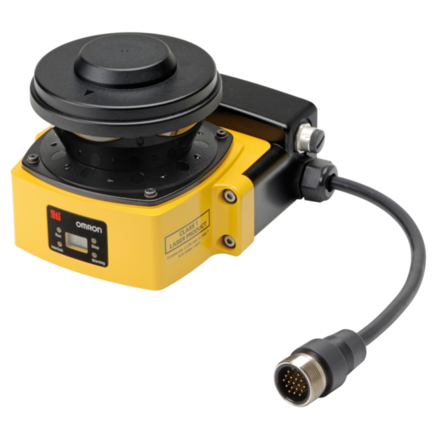 Omron 405890021 Safety laser scanner, safety radius 3 m, warning zone 10 m, PLd & Cat 3 (ISO 13849-1), Ethernet, 24 VDC, side location cable exit