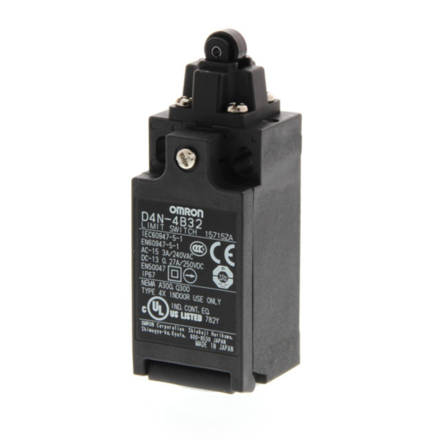 Omron D4N2C32 Limit switch, Top roller plunger, 2NC/1NO (slow-action), 2NC/1NO (slow-action), G1/2 (1-conduit)