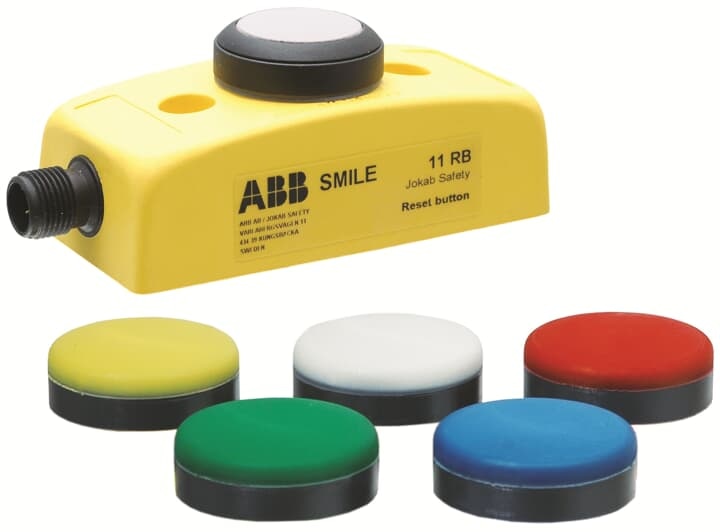 ABB 2TLA030053R0100 Reset button in Smile enclosure, Pluto Lightbutton connection, 1 button+Blue LED, 1 x M12-5 male connector.