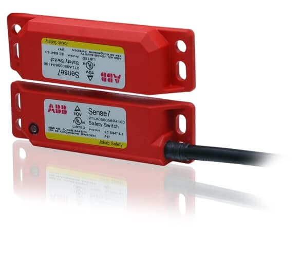 ABB 2TLA050056R2100 Safety Magnetic Switch, 2NC/1NO, Plastic, LED, 250mm cable with M12 connector.