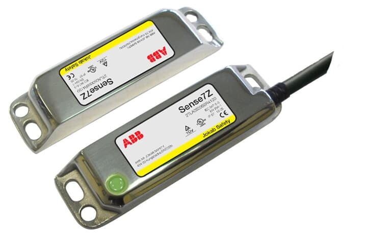 ABB 2TLA050056R2120 Safety magnetic switch complete with actuator, 2NC+1NO (guard closed and actuator present), stainless steel, LED, 250mm cable with M12-8 male connector.Sense7 is a coded magnetic non-contact switch for interlocking gates and hatches, or other moveable parts. Sense7 has a stainless steel housing that is designed for harsh environments and extreme temperatures. Sense7 offers an interlocking function reaching up to PL e/SIL3 with low level coding.