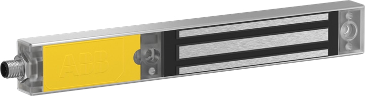 ABB 2TLA042022R3000 Magne 4X DYN M12-5 is an electromagnetic lock providing safe interlocking thanks to an an integrated Adam DYN safety sensor. Its M12-5 male connector facilitates connexion. A +24VDC voltage is used for the locking. The holding force is up to 1500N and the protection class IP67. The Eva actuactor and the anchor plate must be ordered separately.Magne is an electromagnetic process lock intended for locking doors and hatches. It is usually used to prevent unwanted process interruptions, e.g. during a welding operation. With Adam and Eva, a PLe can be reached for the interlocking function.