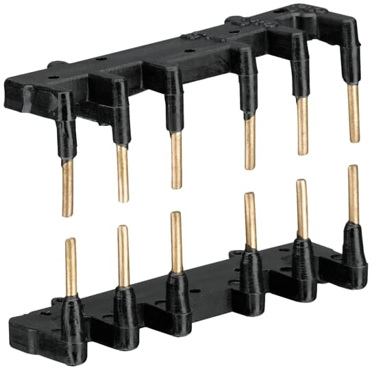 ABB BSM630 The BSM6-30 reversing connecting link is used to connect the main poles of two 3-pole contactors mounted side by side. The BSM6-30 reversing connecting link is made up of 1 insulated upstream and 1 insulated downstream connections and suitable for all VB6/VB7 mini reversing contactors. The connector ensures a quick and safe connection of the contacts.
