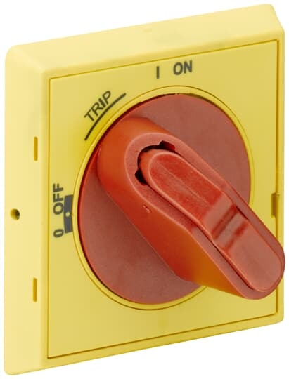 ABB MSHDLTY Handles MSHD can be used in door coupling solutions for operating manual motor starters MS116, MS132 or MS165 in the back of a switch cabinet from outside. They are by design padlockable only in OFF-position (with max. 3 padlocks). MSHD can be used with shafts OXS6 from 6 mm up to 180 mm or driver shafts MSOX. Their degree of protection is IP64. Handles MSHD are available in yellow and black color and with or without Trip position.